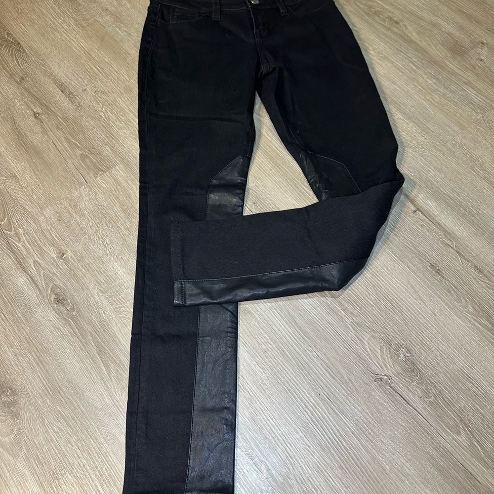NWT The Limited Black Skinny Jeans w/ Faux Leather Trim Stretch Size 2
